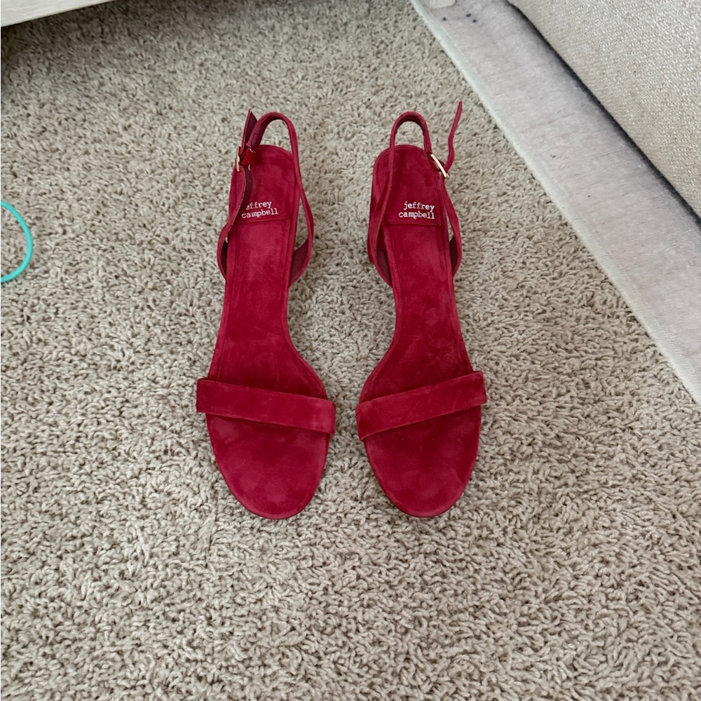 Jeffrey Campbell Red Suede Slingback Sandals Never Worn